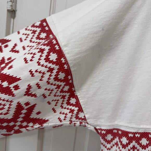 Spirit Jersey Vintage “Let It Snow” Red Snow Flakes Moose Fair Isle Shirt Size S - Picture 5 of 11